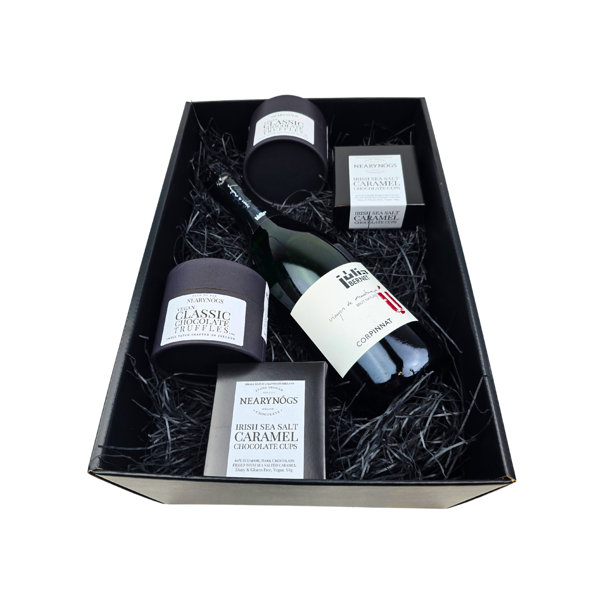 Luxury Julia Bernet Organic Corpinnat Cava Hamper:&nbsp;
Artisan Spanish Sparkling Wine and Vegan Chocolates