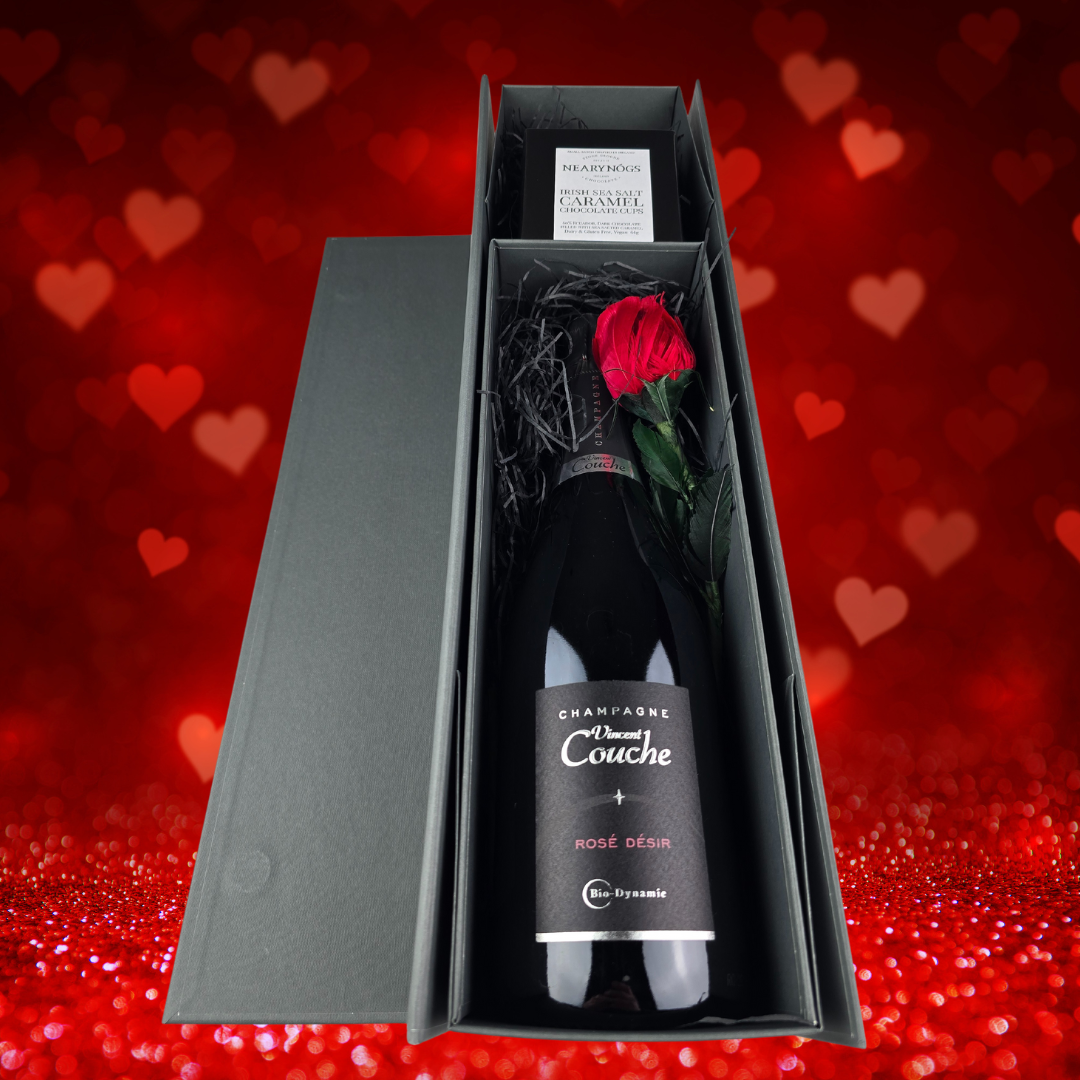 Rosé Désir, Extra Brut Champagne and chocolates Valentines Gift