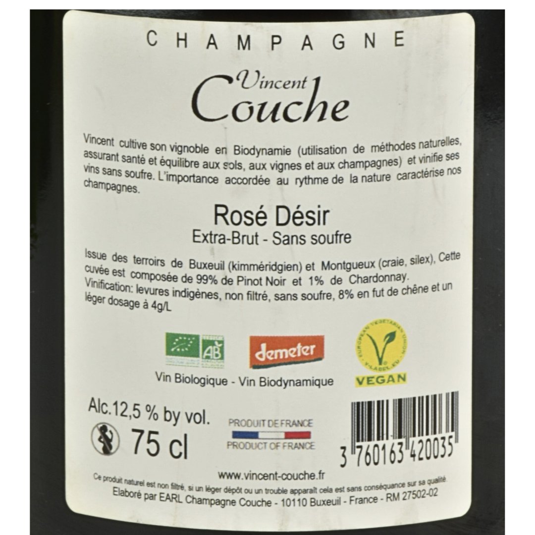 Champagne Vincent Couche Rosé Désir, Gift Set with Chocolate - www.absoluteorganicwine.com