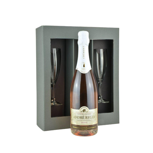 Crémant D'Alsace Rosé Sparkling Wine Gift, with two Champagne Flutes. - www.absoluteorganicwine.com